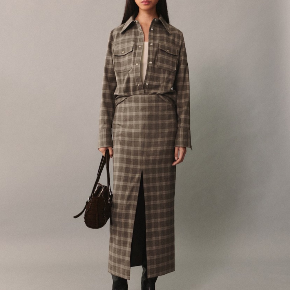 Plaid Gray Button-Front Jacket - Women's Pencil Collection